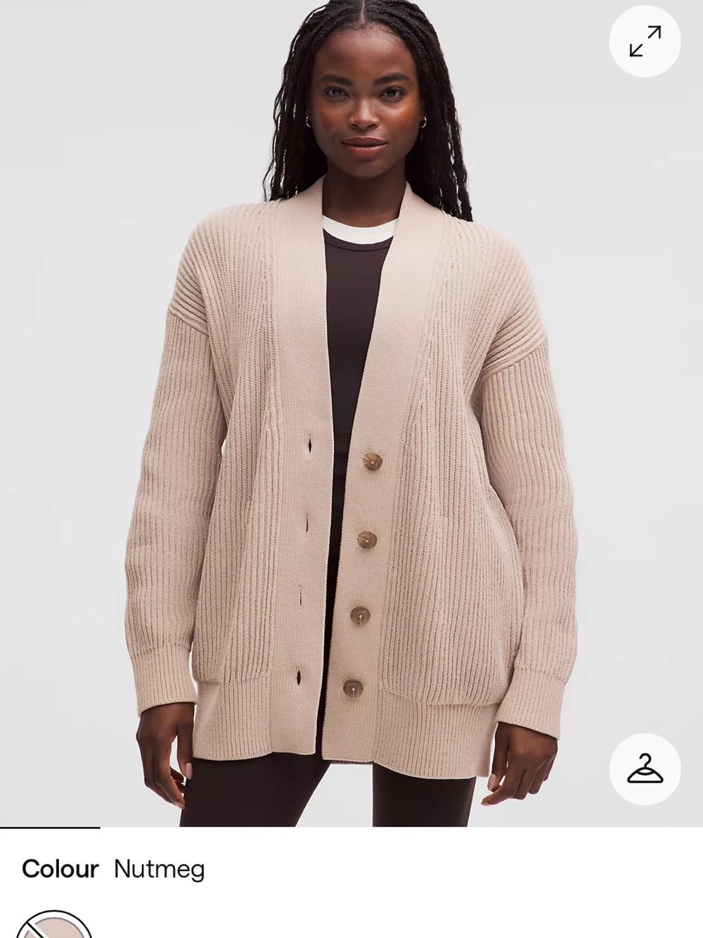 Lululemon Nutmeg Rib-Knit Button Cardigan Sweater - Women